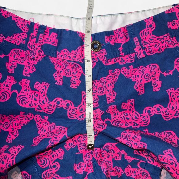 Lilly Pulitzer Pink and Blue Elephant Print Chino Shorts SIZE 4 - Picture 6 of 8